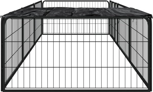 vidaXL Kojec dla psa, 8 panele, czarny, 100x50 cm, stal