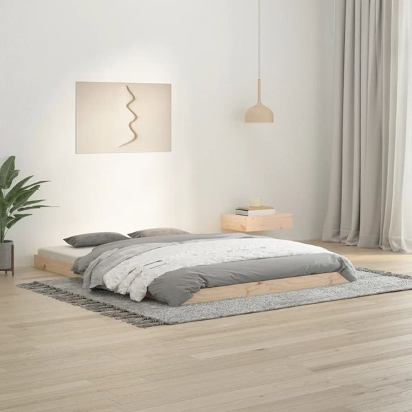 vidaXL Rama lozka, 135x190 cm, lite drewno sosnowe, podwojna