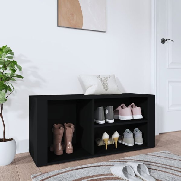 vidaXL Ντουλάπι παπουτσιών μαύρο 100x35x45 cm, σύνθετο υλικό ξύλου