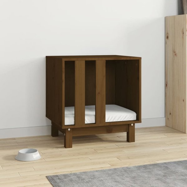 vidaXL Σπίτι για σκύλο, κεχριμπαρένιο καφέ, 50x40x52 εκ., από μασίφ πεύκο