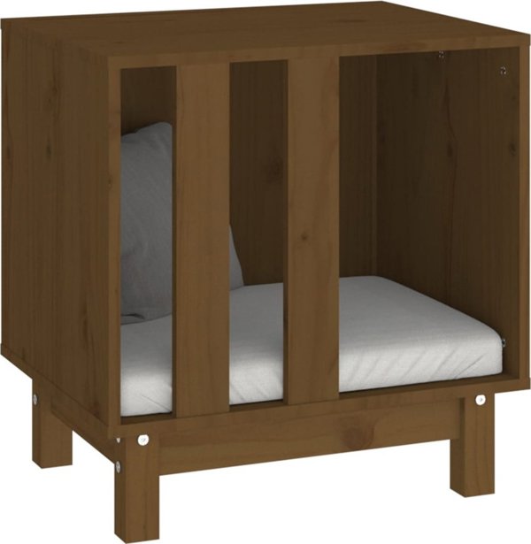 vidaXL Σπίτι για σκύλο, κεχριμπαρένιο καφέ, 50x40x52 εκ., από μασίφ πεύκο