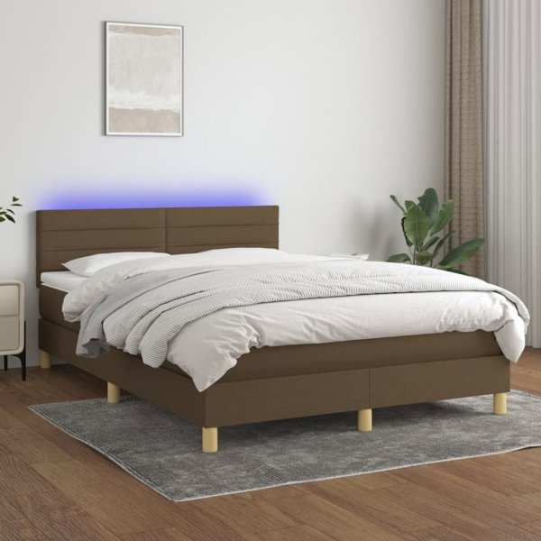 vidaXL Λύκνο Κρεβάτι Continental με Στρώμα, Καφέ, 140x190 cm, Ύφασμα
