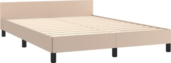 vidaXL Rama κρεβατιού με προσκέφαλο, cappuccino, 140x190 cm, συνθετικό δέρμα