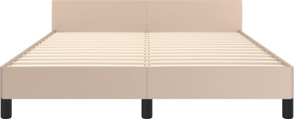 vidaXL Rama κρεβατιού με προσκέφαλο, cappuccino, 140x190 cm, συνθετικό δέρμα