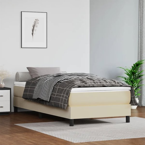 vidaXL Στρώμα τσέπης, κρεμ χρώμα, 100x200x20 εκ., τεχνητό δέρμα
