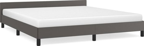 vidaXL Σκελετός Κρεβατιού με Κεφαλάρι, Γκρι, 160x200 cm, επενδυμένο με τεχνητό δέρμα