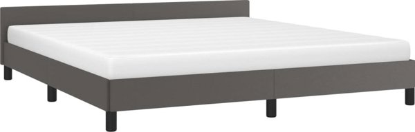 vidaXL Σκελετός Κρεβατιού με Κεφαλάρι, Γκρι, 160x200 cm, επενδυμένο με τεχνητό δέρμα