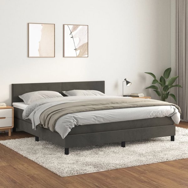 vidaXL Κρεβάτι Continental με στρώμα, σκούρο γκρι, 180x200 cm, βελούδινο