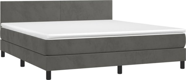 vidaXL Κρεβάτι Continental με στρώμα, σκούρο γκρι, 180x200 cm, βελούδινο