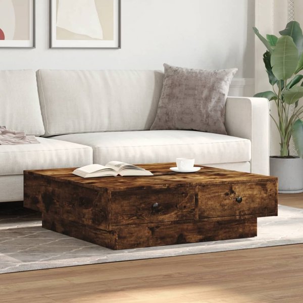 vidaXL Τραπεζάκι Καφέ Καπνισμένη Δρυς 90x90x28 cm