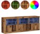 vidaXL Κομότα με φωτισμό LED Παλαιωμένο ξύλο 181,5x37x67 εκ. μηχανικού ξύλου