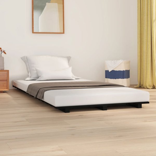 vidaXL ΚάFRAME κρεβατιού μαύρο, μασίφ πεύκο, 100x200 cm