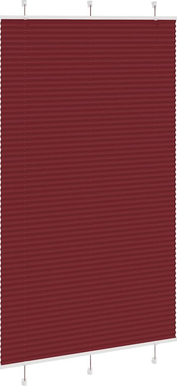 vidaXL Ριγέ Πλισέ Κουρτίνα, Μπορντώ, 115x200 εκ.