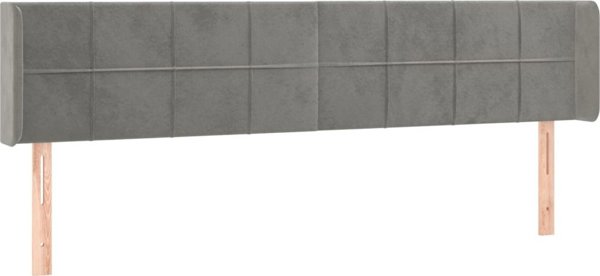 vidaXL κεφαλάρι κρεβατιού με LED, ανοιχτό γκρι, 183x16x78/88 εκ., βελούδο