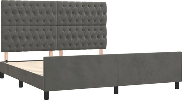 vidaXL Rama λίστας με κεφαλάρι, σκούρο γκρι, 180x200 εκ., βελούδινη