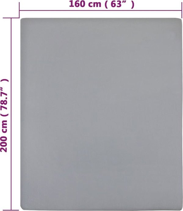 vidaXL Σεντόνια, 2 τεμ., γκρι, 160x200 cm, βαμβακερό τζέρσεϊ