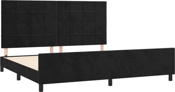 vidaXL Κορμός κρεβατιού με κεφαλάρι, μαύρο, 200x200 εκ., βελούδινος
