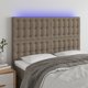 vidaXL Zaglowek do lozka z LED, taupe, 144x5x118/128 cm, tkanina