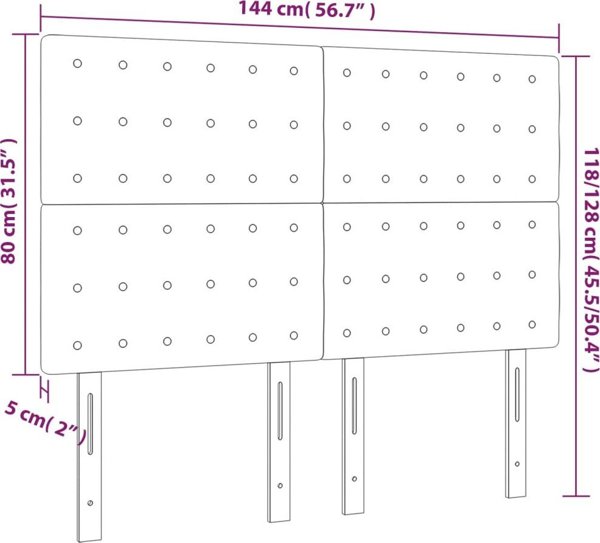 vidaXL Zaglowek do lozka z LED, taupe, 144x5x118/128 cm, tkanina