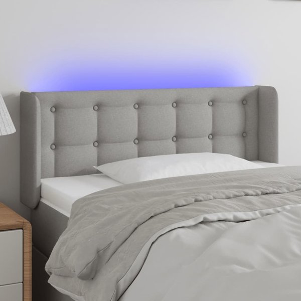 vidaXL Προσκέφαλος κρεβατιού με LED, Ανοιχτό Γκρι, 83x16x78/88 cm, ύφασμα