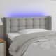 vidaXL Προσκέφαλος κρεβατιού με LED, Ανοιχτό Γκρι, 83x16x78/88 cm, ύφασμα