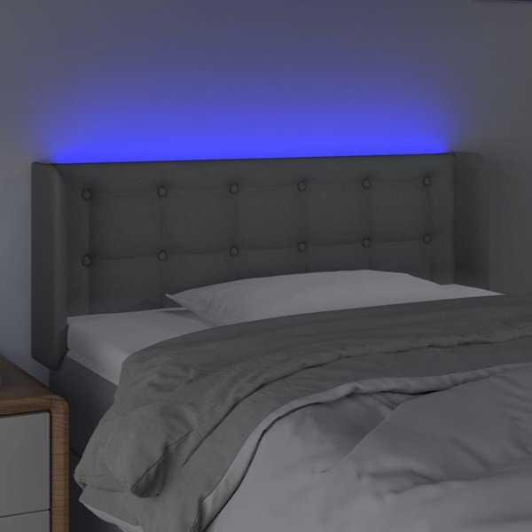 vidaXL Προσκέφαλος κρεβατιού με LED, Ανοιχτό Γκρι, 83x16x78/88 cm, ύφασμα