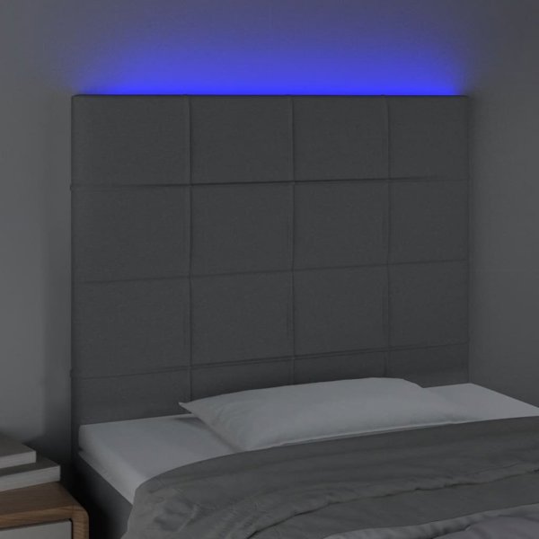 vidaXL Κεφαλάρι κρεβατιού με LED, ανοιχτό γκρι, ύφασμα, 80x5x118/128 cm