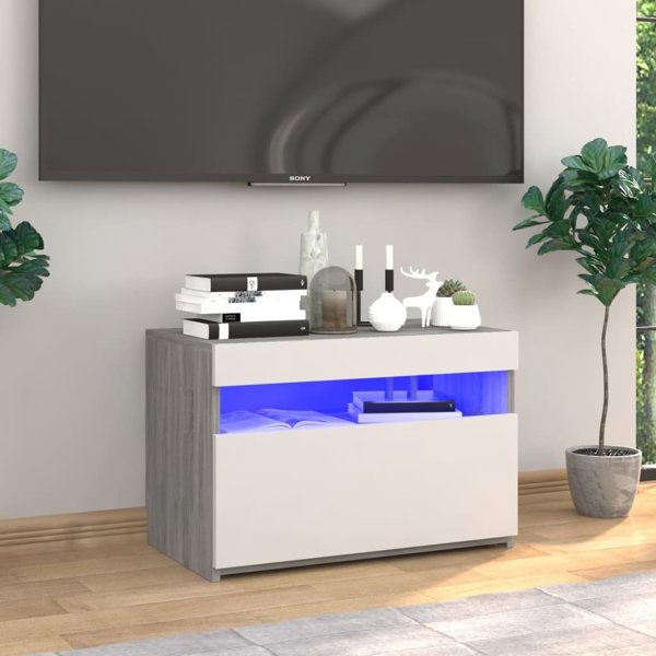 vidaXL Έπιπλο Τηλεόρασης με LED Φωτισμό, Sonoma Γκρι Δρυς, 60x35x40 εκ.