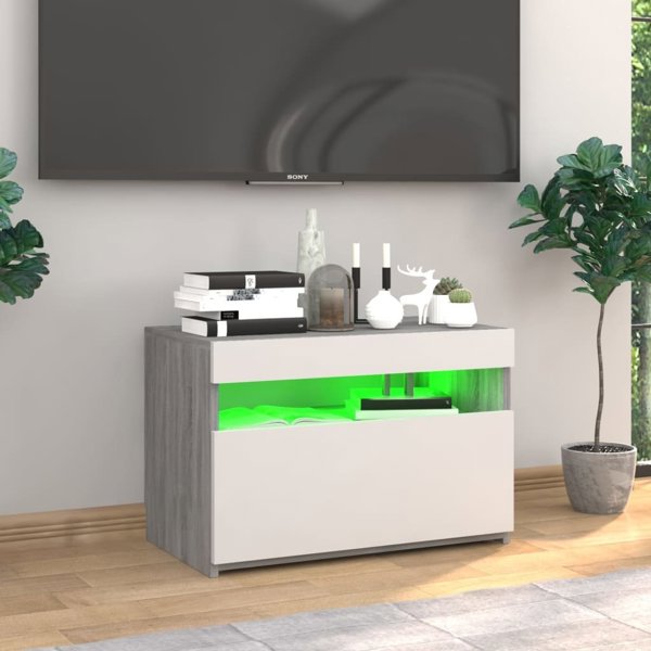 vidaXL Έπιπλο Τηλεόρασης με LED Φωτισμό, Sonoma Γκρι Δρυς, 60x35x40 εκ.
