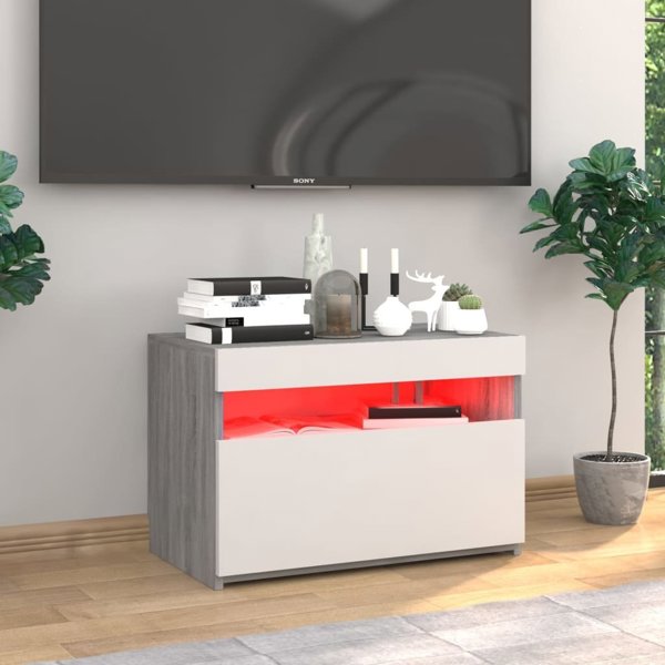 vidaXL Έπιπλο Τηλεόρασης με LED Φωτισμό, Sonoma Γκρι Δρυς, 60x35x40 εκ.