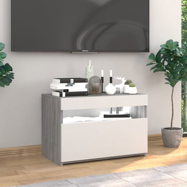 vidaXL Έπιπλο Τηλεόρασης με LED Φωτισμό, Sonoma Γκρι Δρυς, 60x35x40 εκ.