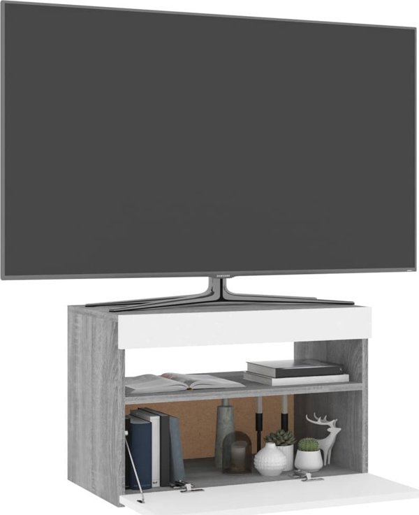 vidaXL Έπιπλο Τηλεόρασης με LED Φωτισμό, Sonoma Γκρι Δρυς, 60x35x40 εκ.
