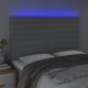 vidaXL Κεφαλάρι για κρεβάτι με LED, ανοιχτό γκρι, 144x5x118/128 εκ., ύφασμα