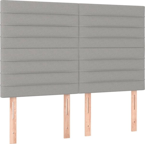 vidaXL Κεφαλάρι για κρεβάτι με LED, ανοιχτό γκρι, 144x5x118/128 εκ., ύφασμα