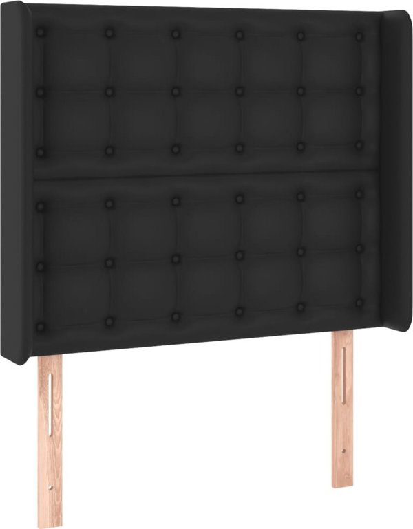vidaXL Κεφαλάρι για κρεβάτι με LED, μαύρο, 103x16x118/128 εκ., συνθετικό δέρμα