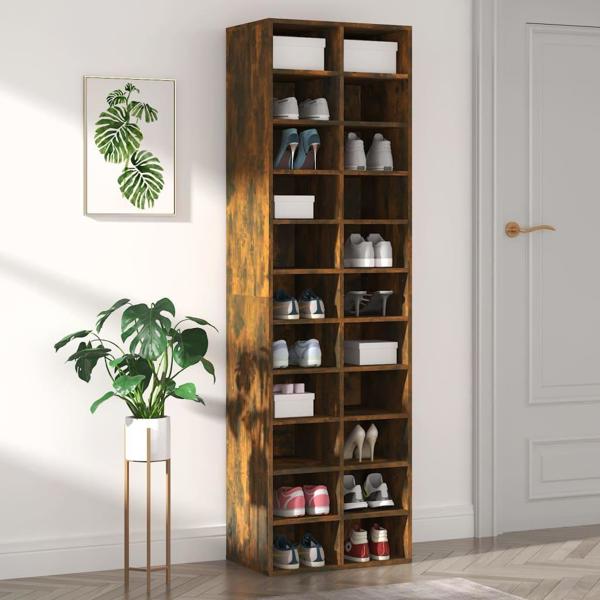 vidaXL Ραφιέρα παπουτσιών καπνισμένη δρυς 54x34x183 cm
