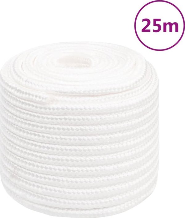 vidaXL Linka zeglarska, biala jednolita, 18 mm, 25 m, polipropylen