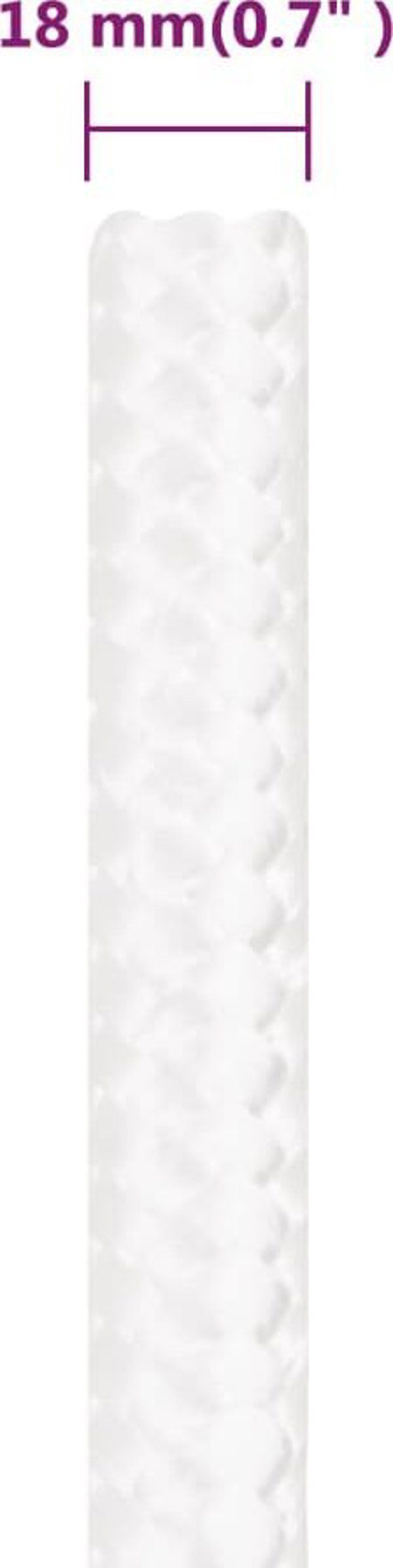 vidaXL Linka zeglarska, biala jednolita, 18 mm, 25 m, polipropylen