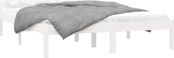 vidaXL Ράμα κρεβατιού λευκή από μασίφ ξύλο 160 x 200 cm