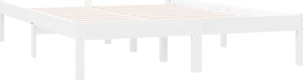 vidaXL Ράμα κρεβατιού λευκή από μασίφ ξύλο 160 x 200 cm