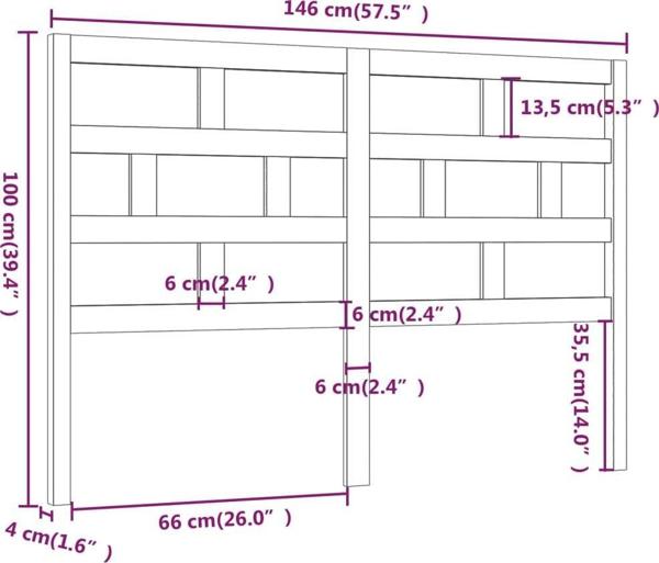 vidaXL Κεφαλάρι κρεβατιού, γκρι, 146x4x100 cm, μασίφ ξύλο πεύκου
