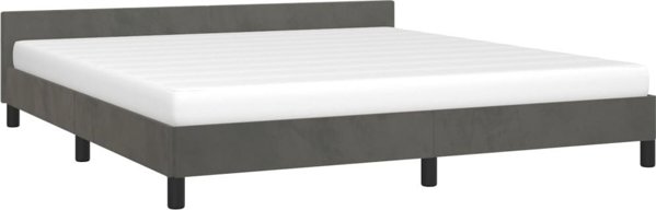 vidaXL Rama κρεβατιού με κεφαλάρι, σκούρο γκρι, 160x200 εκ., βελούδινη