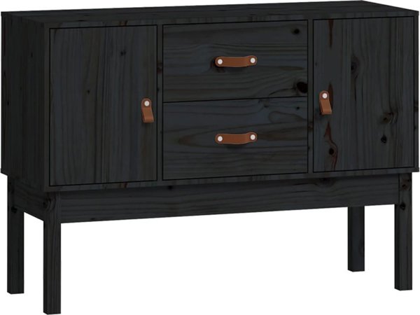 vidaXL Szafka, czarna, 110x40x78 cm, lite drewno sosnowe