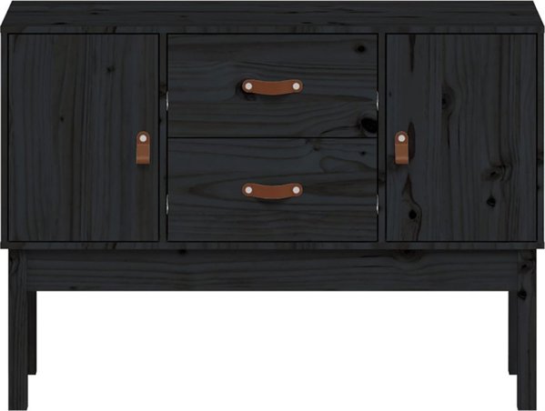 vidaXL Szafka, czarna, 110x40x78 cm, lite drewno sosnowe