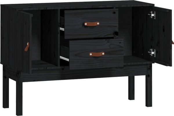 vidaXL Szafka, czarna, 110x40x78 cm, lite drewno sosnowe