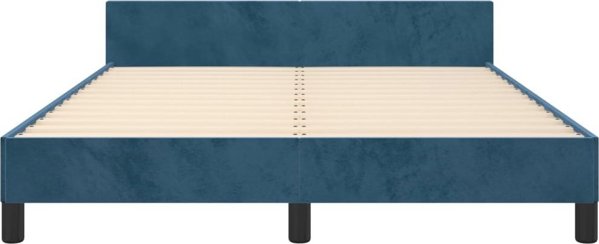 vidaXL Ράμα κρεβατιού με κεφαλάρι, σκούρο μπλε, 140x190 εκ., βελούδο