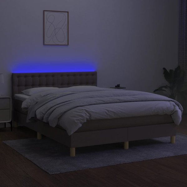 vidaXL Κρεβάτι Continental με Στρώμα, Taupe, 140x190 cm, Υφασμάτινο