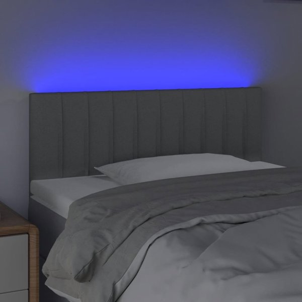 vidaXL Κεφαλάρι Κρεβατιού με LED, Ανοιχτό Γκρι, 100x5x78/88 εκ, Ύφασμα