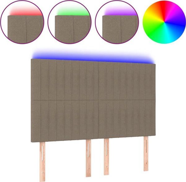 vidaXL Κεφαλάρι κρεβατιού με LED, ταουπέ, 144x5x118/128 εκ., ύφασμα