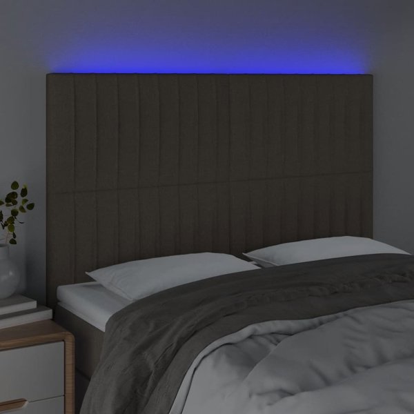 vidaXL Κεφαλάρι κρεβατιού με LED, ταουπέ, 144x5x118/128 εκ., ύφασμα